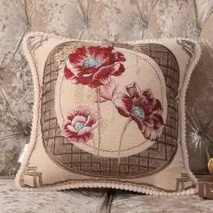 Sofa Pillow Cases Back Cushion Bedside Soft Bag Backrest Embroidery Car Club Lumbar Support Pillow European Luxury - Beige - View 1