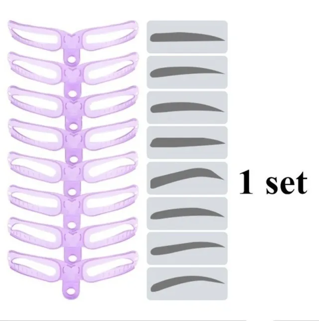 Handheld 8 Eyebrow Shape Eyebrow Stencil Aid Pink 8Pcs Set - Shop at LoveMi