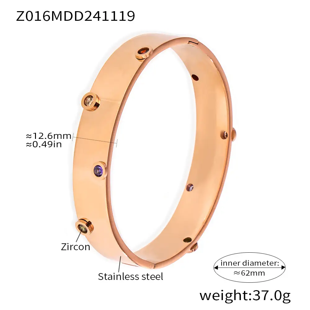 Color Handmade Inlaid Zircon Texture Bracelet