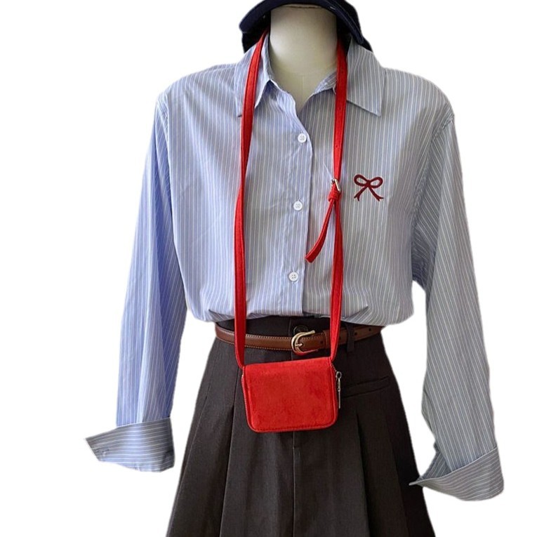 Women's Korean-style Embroidered Long-sleeved Shirt With Bow