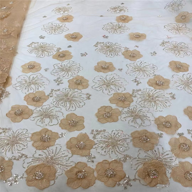 Three-dimensional Embroidered Mesh Fabric Sequin Bead Tube Embroidery - Image 14