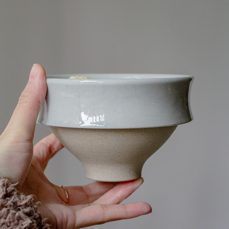 Solid Color Japanese Round Tall Bowl Personality