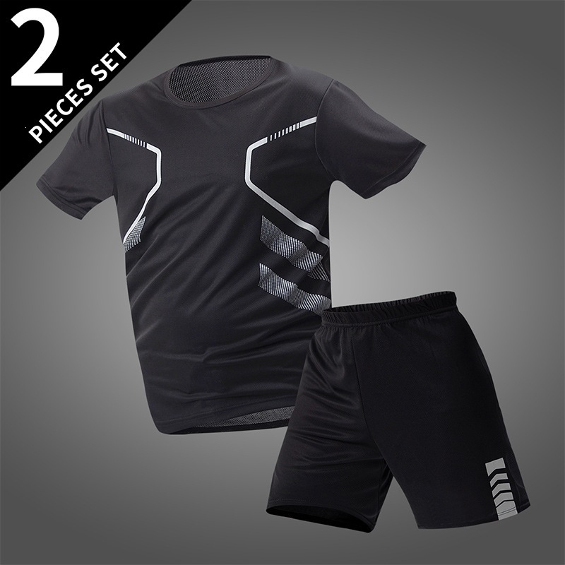 Mens Plus-size Shorts And Short-sleeve Set For Teens