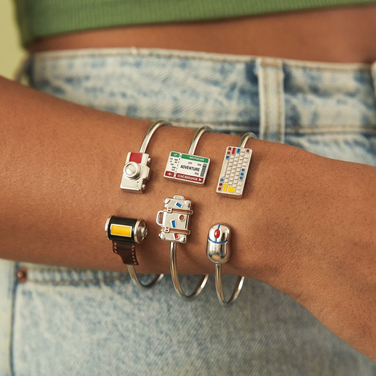 Vintage-style Silver Open Bangle Jewelry