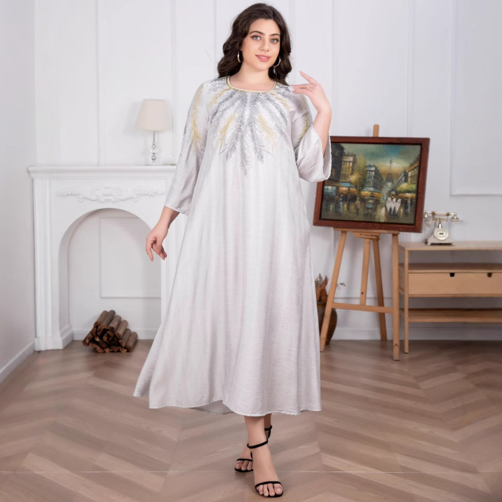 Women's Gilded Muslim Plus Size Dress Gray - Shop at LoveMi