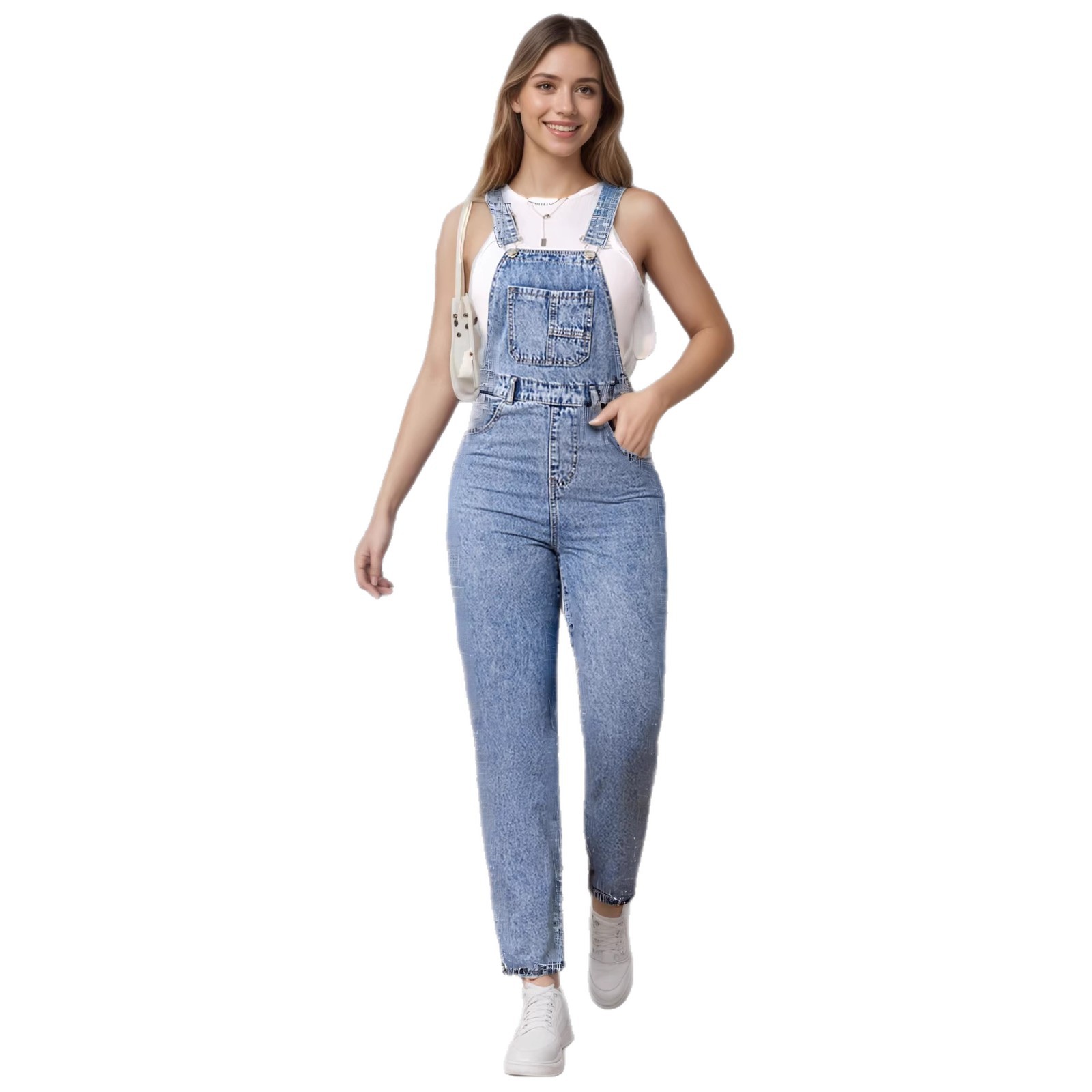 Summer Non-stretch Denim Overalls For Women
