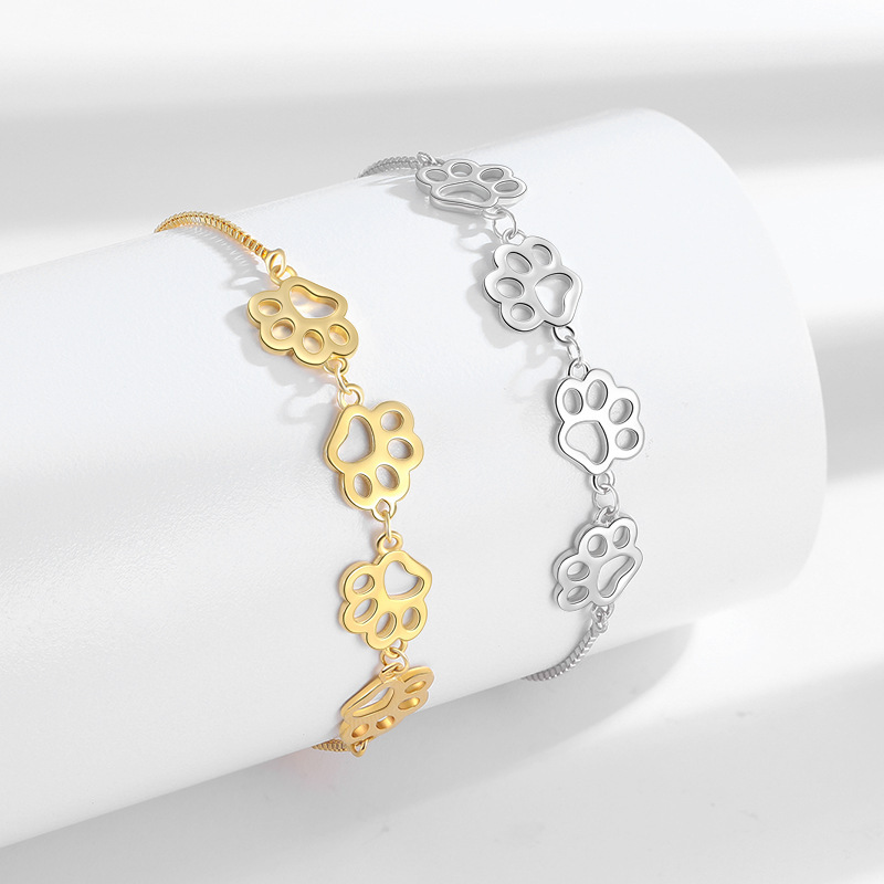 Womens Stylish Minimalist Paw Print Bracelet