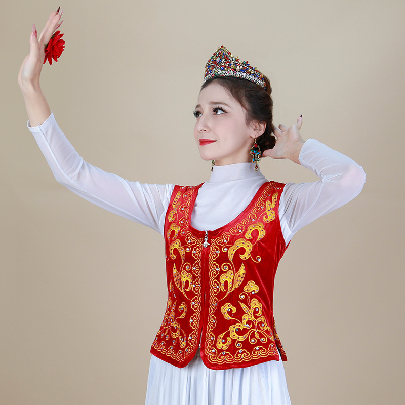 Xinjiang Style Ethnic Short Vest - Traditional Embroidered Sleeveless Waistcoat for… — image 1