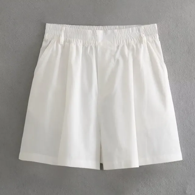 Single breasted Pocket Shirt Loose Leisure Suit White Shorts - Shop at LoveMi