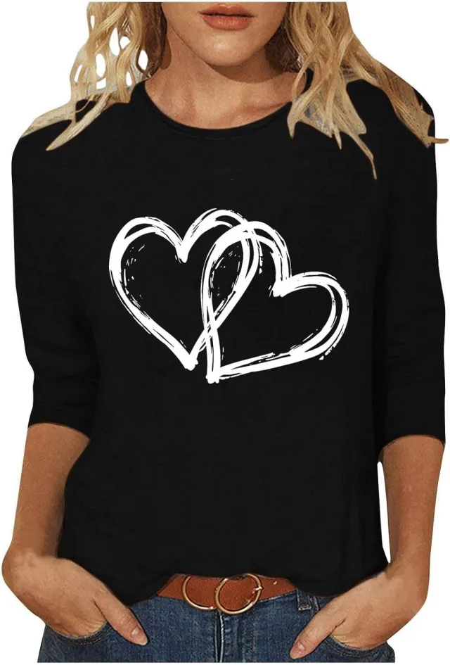 Digital Printed Three quarter length sleeved T shirt Qfxnk11 - Shop at LoveMi