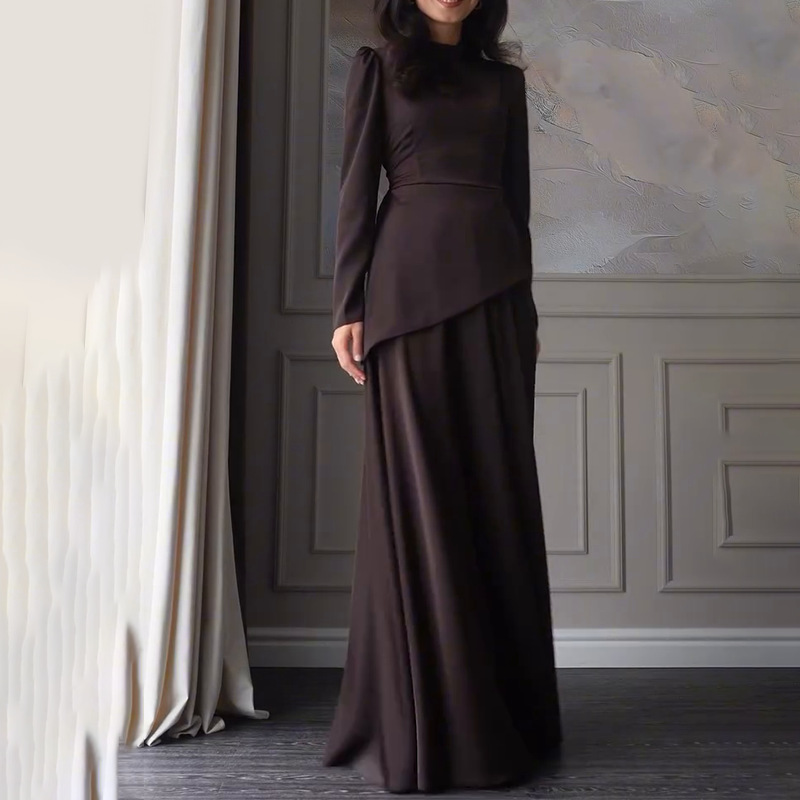 Women's Slim Irregular Design Long Upper Outer Garment Skirt Suit