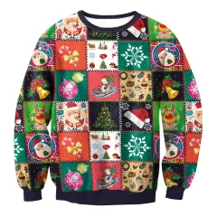 Women's Santa Claus Elk Long Sleeve Round Neck Loose Sweatshirt - Swys017-L - View 1