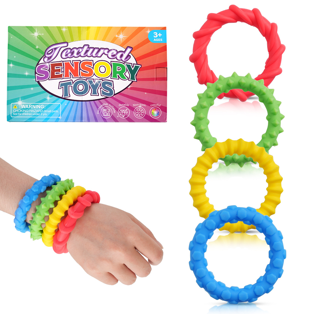 Silicone Sensory Stress-relief Bracelet Soft Decompression Toy With Textured Surface