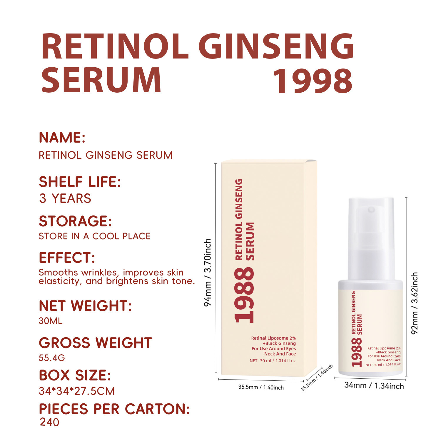 Retinol Ginseng 30ml Neutral Packaging