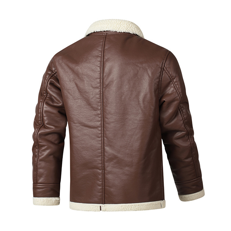 Fleece Lined Extra Thick Leather And Fur Jacket - Image 2