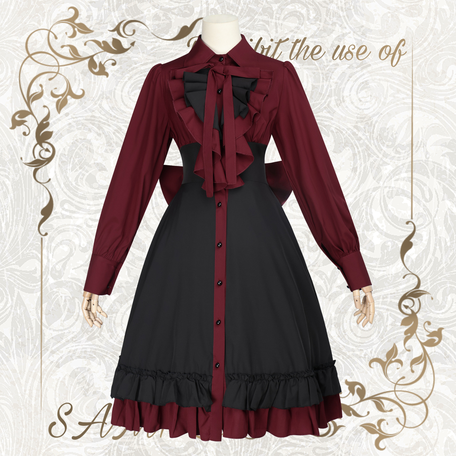 Medieval Gothic Bow Red And Black Dress