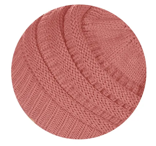 Warm Hat Thickening Not Fleece lined Knitting Plus Fur Ball Pink Color - Shop at LoveMi