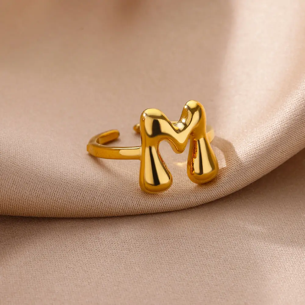 Cute Bubble Letters Ring Gold 18K Plated