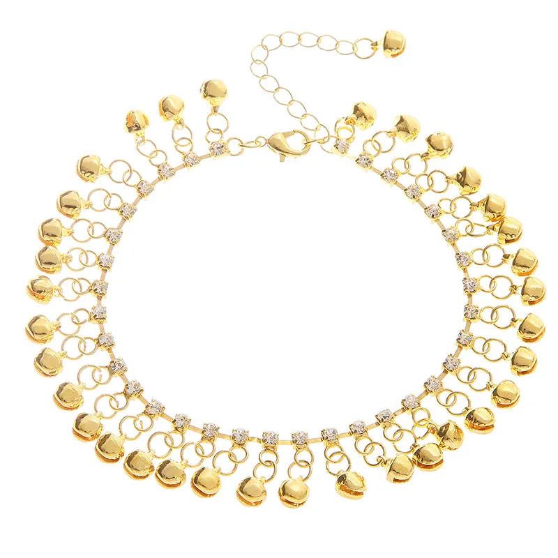 Hawaii Beach Ethnic Retro Gold Silver Alloy Bell Tassel Anklet - Gold