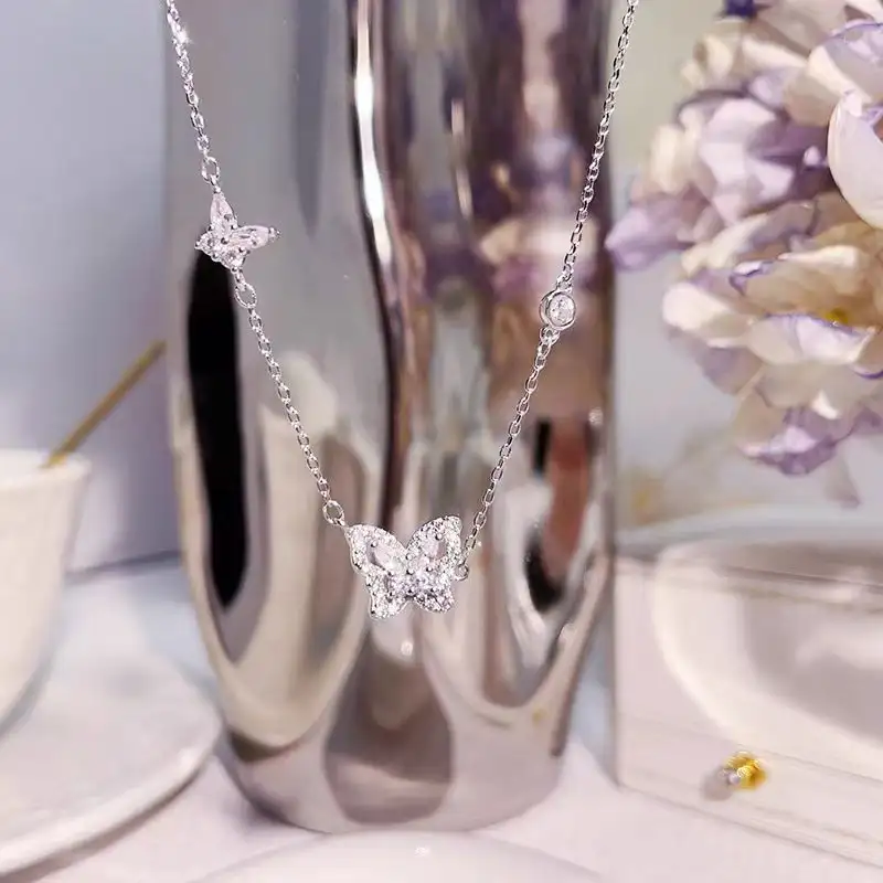 S925 Sterling Silver Butterfly Necklace For Women