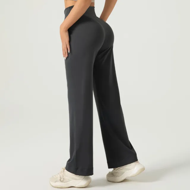 Versatile Sports Pants Drawstring Loose Nude Feel Casual Women Gun Gray - Shop at LoveMi