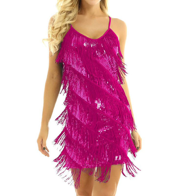 Womens Tassel V-Neck Mesh Dress 5