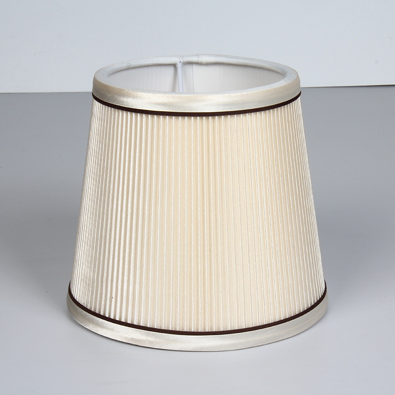 Fabric Small Flat Fit Lampshade Minimalist Gold Edged Ripple Pattern Table Lamp Cover