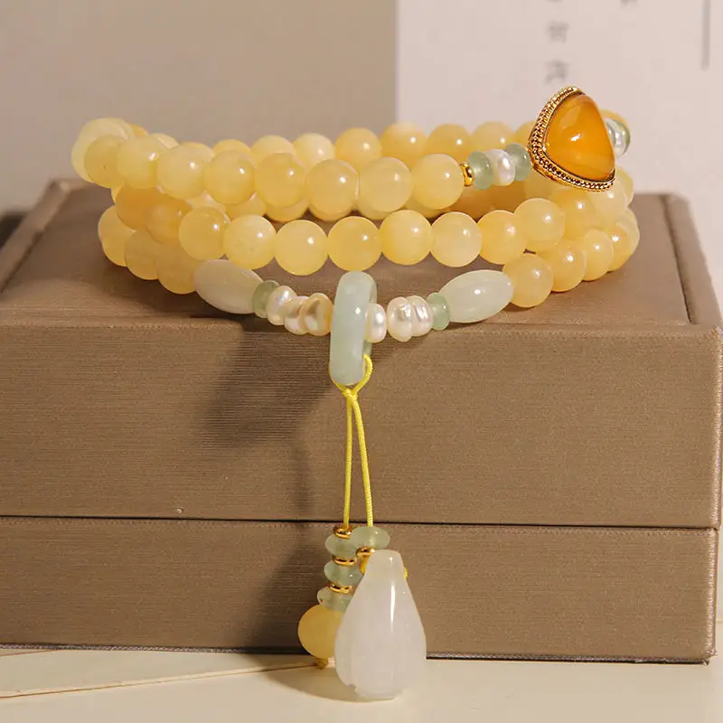New Chinese Natural Topaz Multi-layer Beaded Bracelet