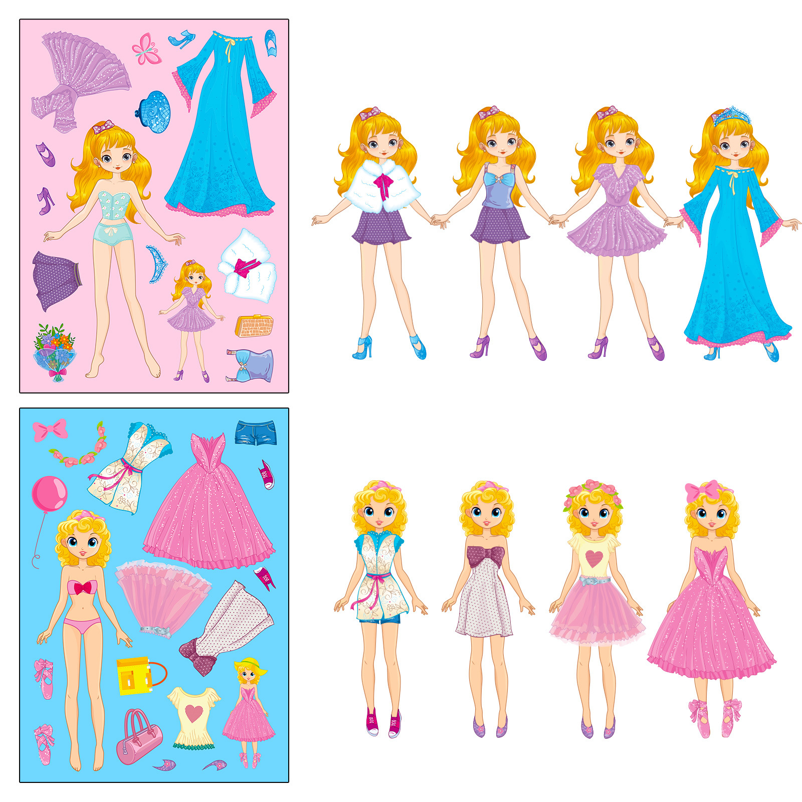 Title 2, 6 Sheetspack Princess Face Changing Stickers C...