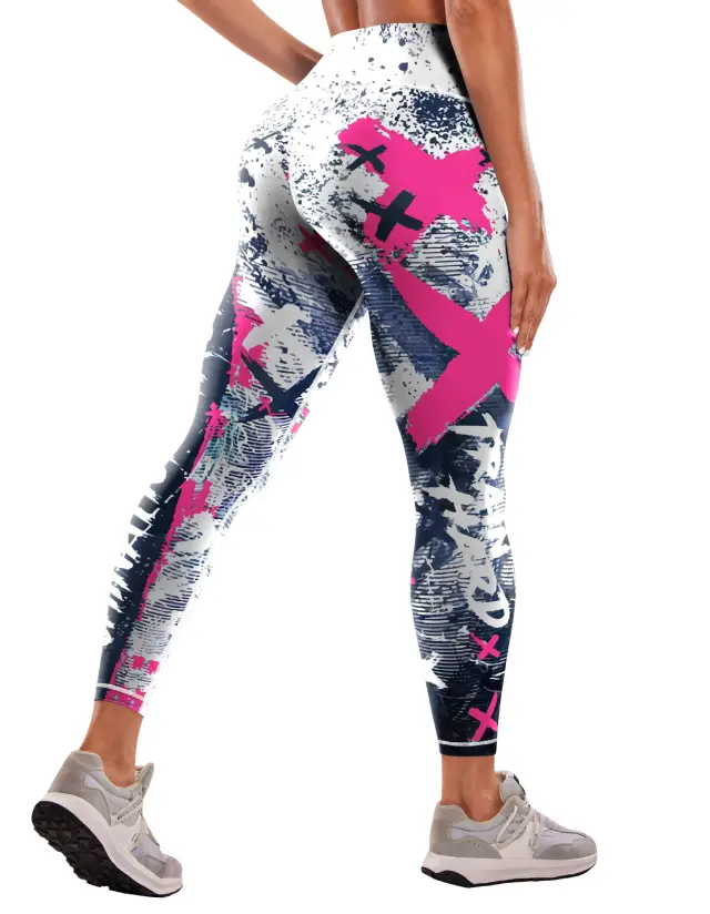 New Printed Sports Fitness High Waist Tight Yoga Pants Bstm0230 Pink - Shop at LoveMi