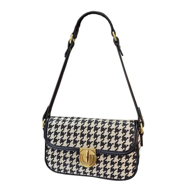 Women's Houndstooth One Shoulder Underarm Baguette Bag Houndstooth - Shop at LoveMi