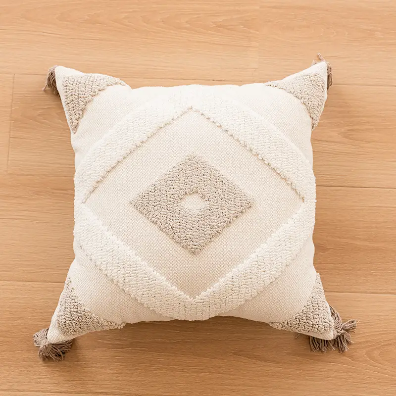Simple Sofa With Tassel Cushion And Throw Pillow Covers