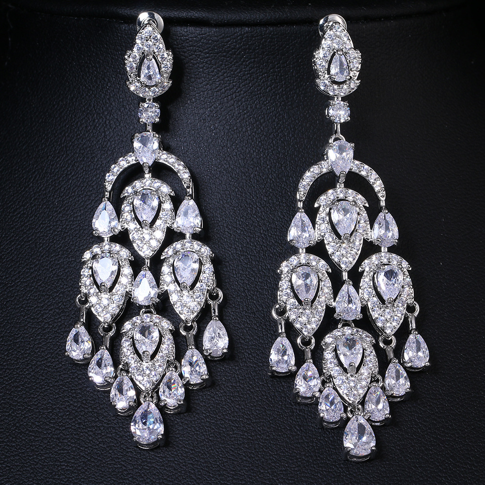 Long Zircon Stud Earrings For Women