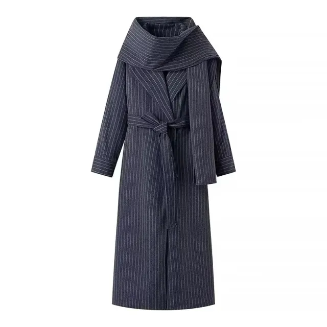 Fashion Women's Mid length Trench Coat With Scarf Black - Shop at LoveMi