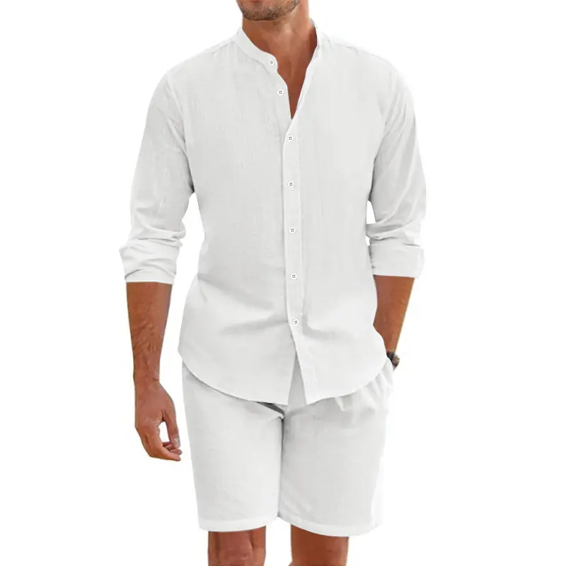 Summer Short Shirt Suit Fashion Lapel Button