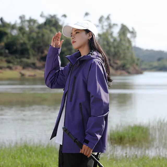 Hooded Long Sleeve Windproof Waterproof Travel To Tibet Breathable Jacket Purple - Shop at LoveMi