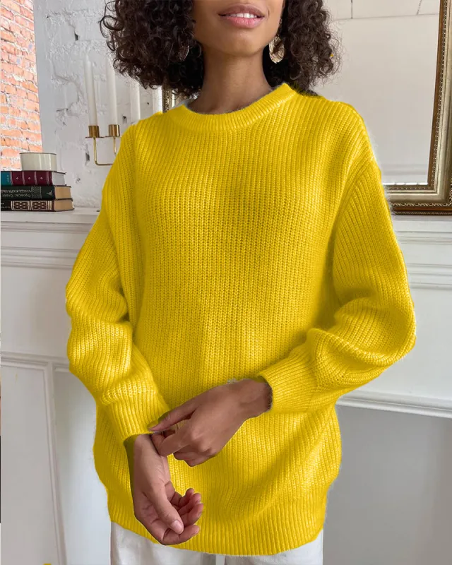 Idle Style Loose Soft Thickened Round Neck Sweater Yellow - Shop at LoveMi