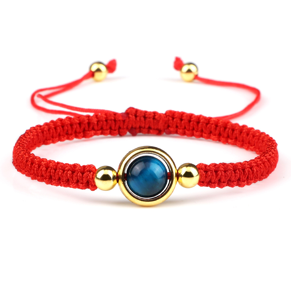 Bracelet Red Rope Blue Color Tiger Woven