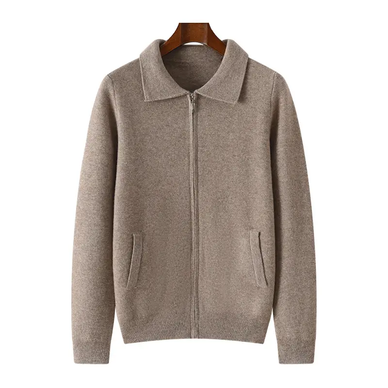 Lapel Thickened Zipper Cashmere Sweater Coat