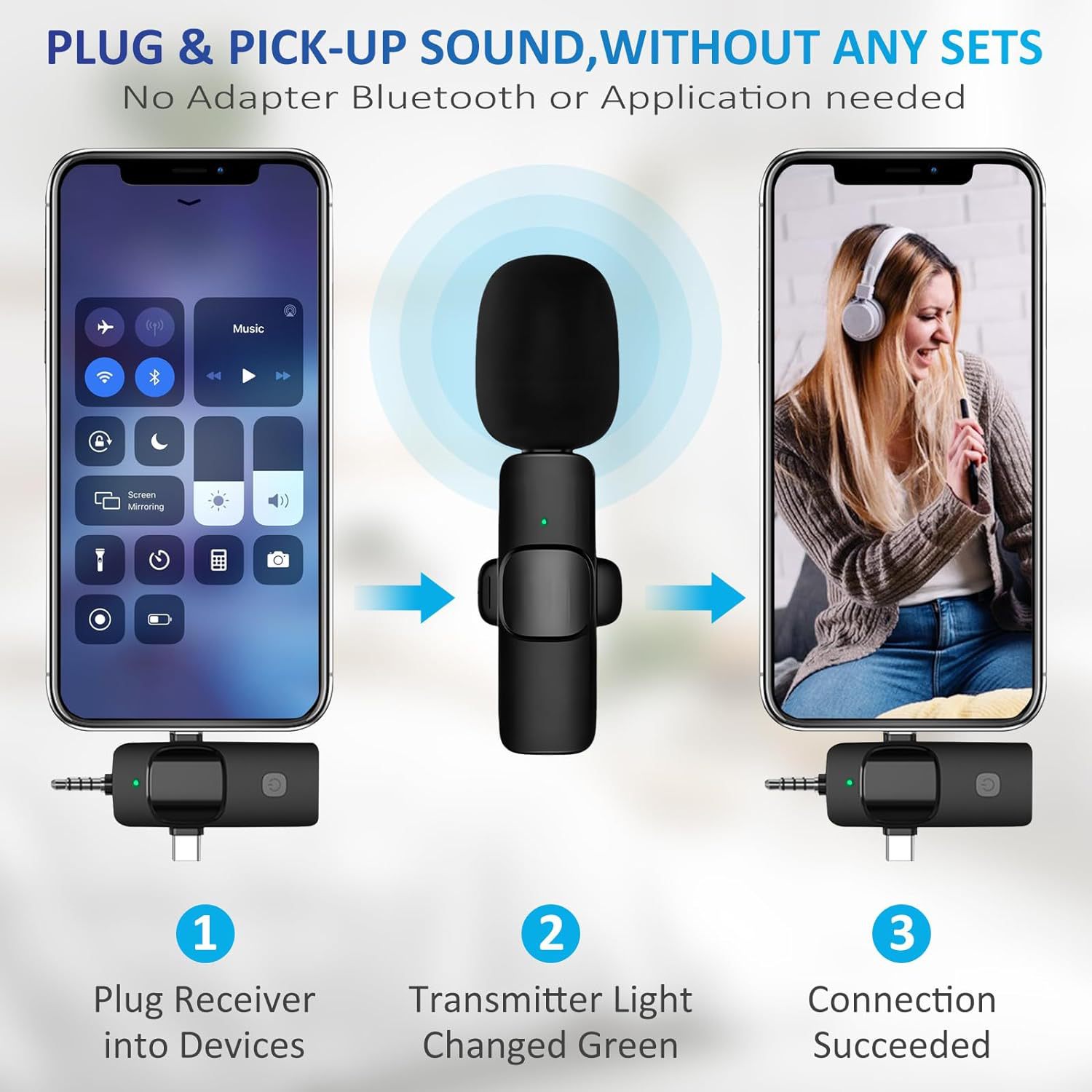 Title 3, Wireless Collar Clip Microphone Three-in-one Th...