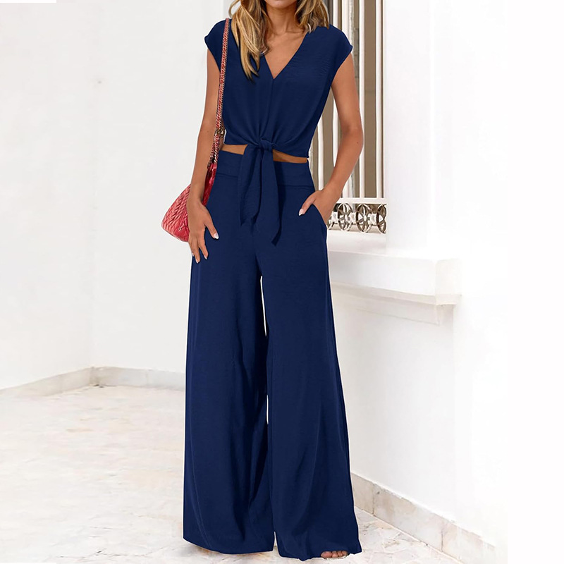 High Waist Slim-fit Wide-legged Pants Suit - Image 11