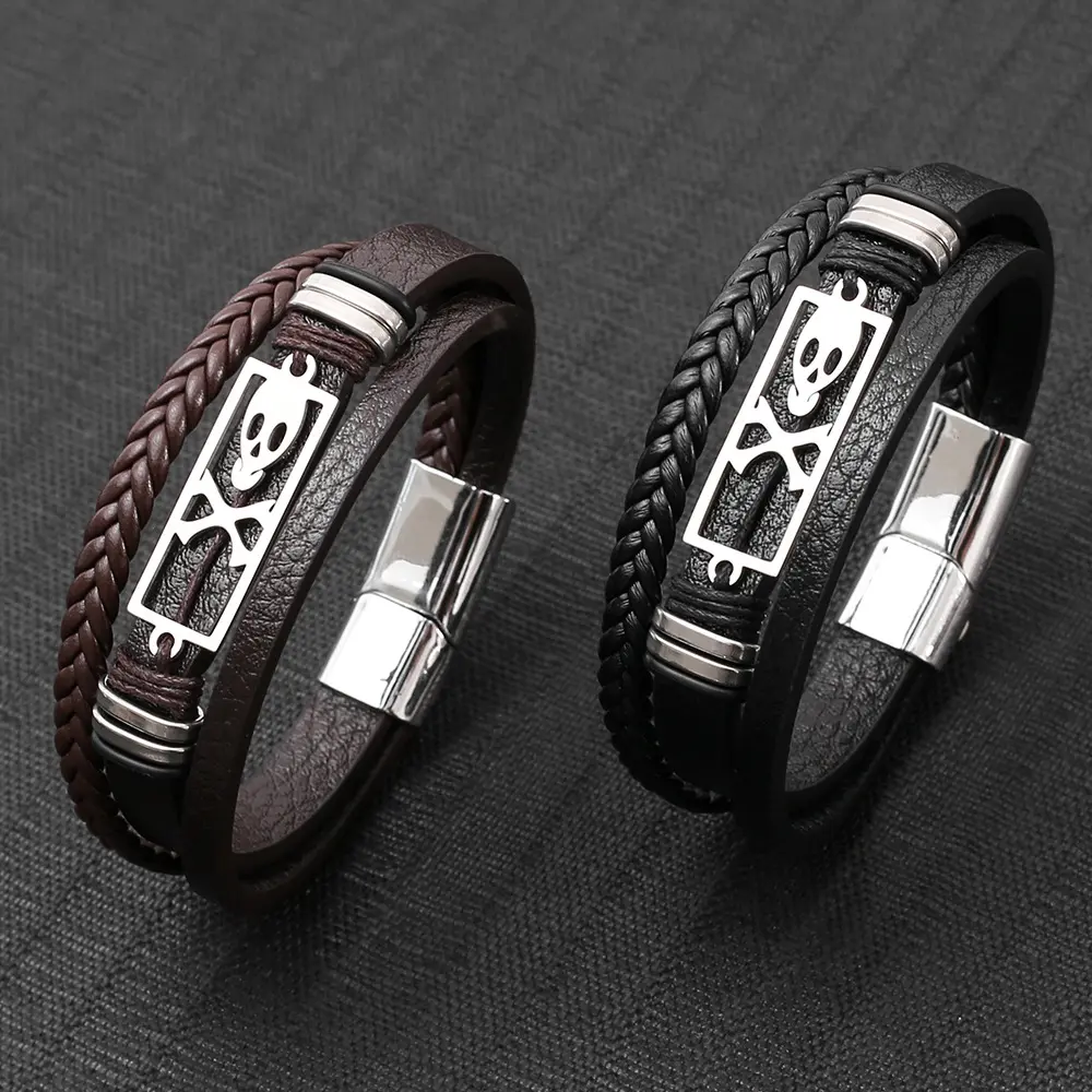 Mens Woven Leather Bracelet