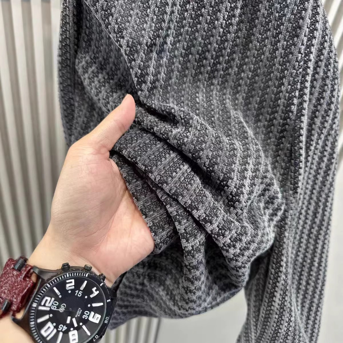 Black And White Striped Loose-fitting Casual Athletic Shorts