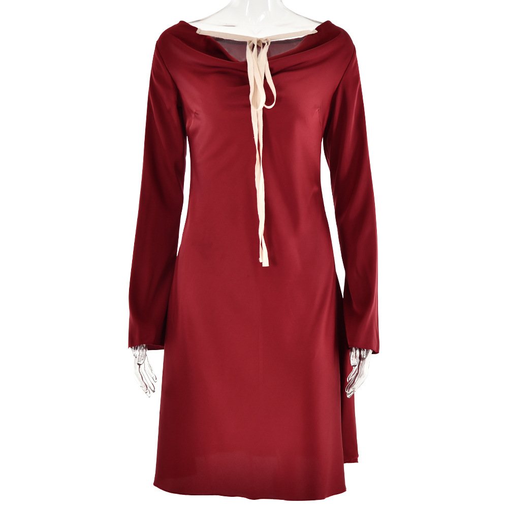 Title 14, Round Neck Tied Long Sleeves Dress