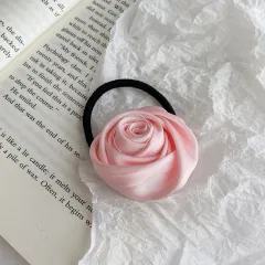 Rose Flower Hairband Niche Rubber Band - Pink - View 1