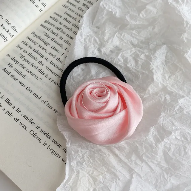 Rose Flower Hairband Niche Rubber Band Pink - Shop at LoveMi