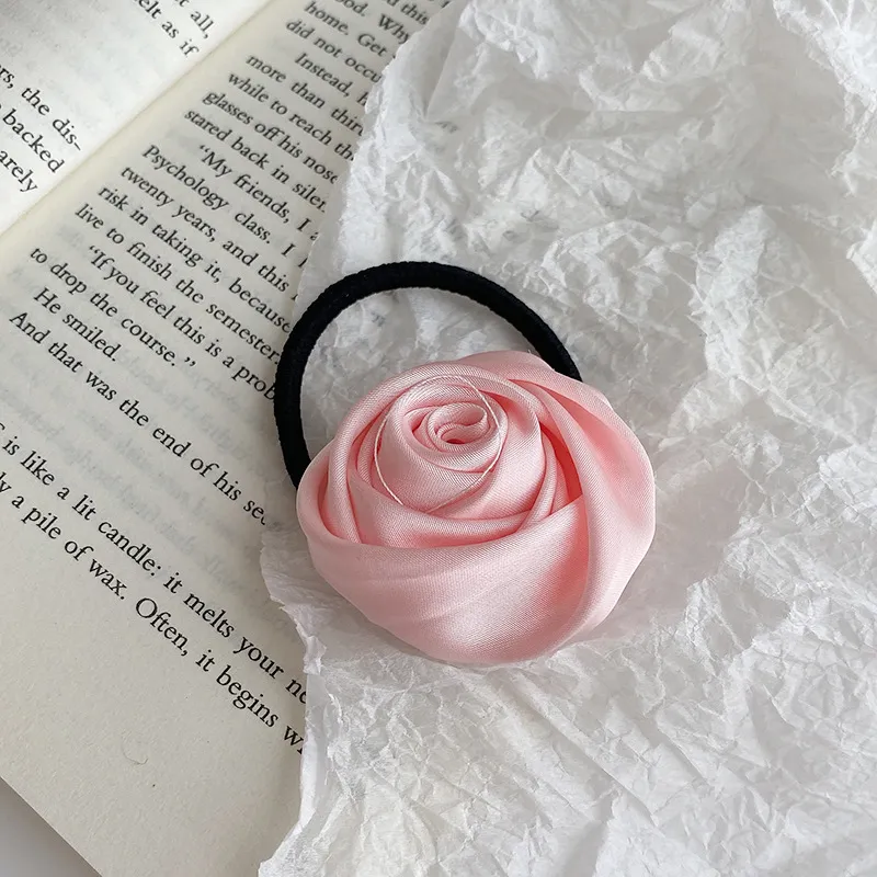 Rose Flower Hairband Niche Rubber Band - Pink