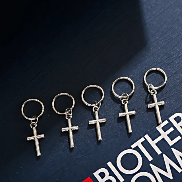 Dreadlocks Buckle Metal Loop Braided Hair Ring Hip Hop Disco Braid Silver Cross 5 - Shop at LoveMi