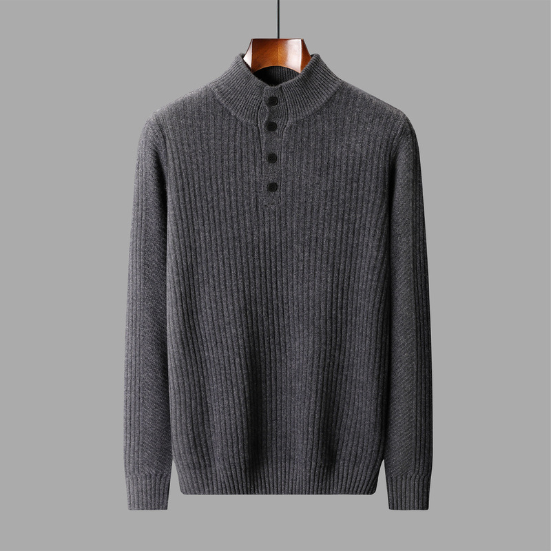 New Half Turtleneck Button Sweater For Men - Image 2
