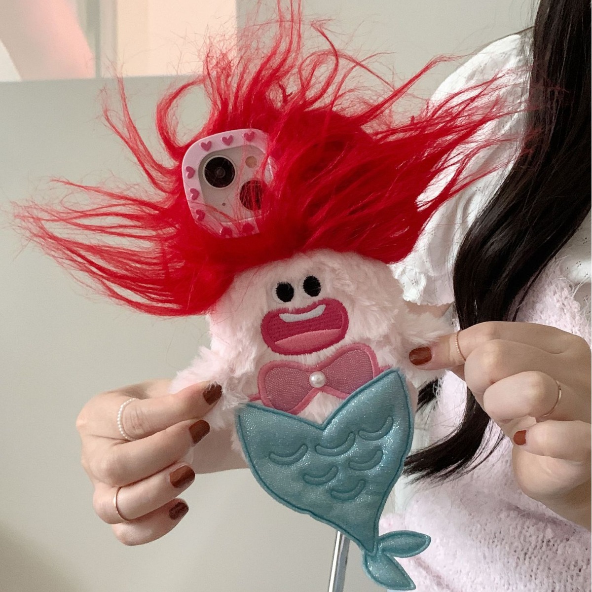 Plush Funny Puffed-Up Mermaid Drop-Proof Phone Case